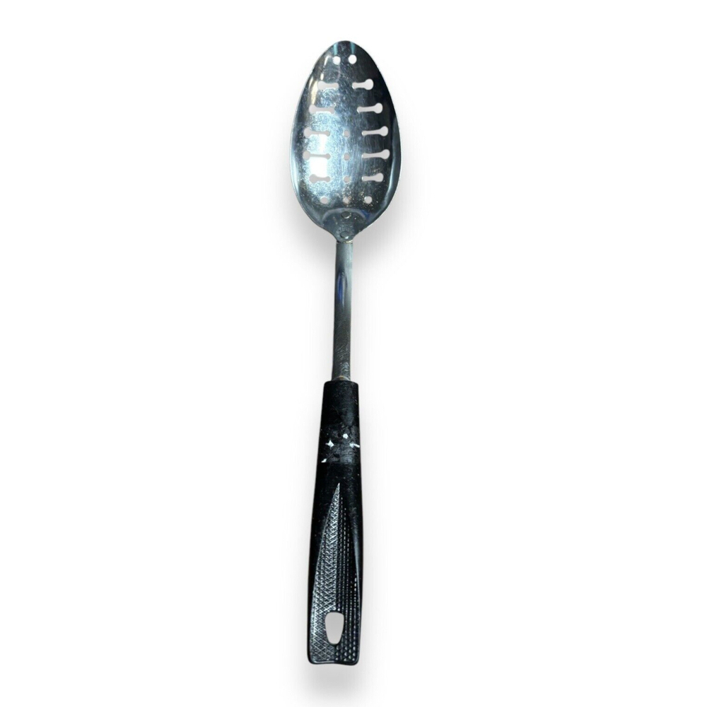 EKCO, Keyhole Slotted Spoon, USA,~Black Handle - VINTAGE